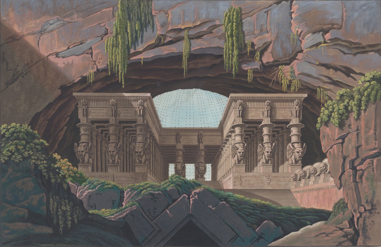 Templom sziklák között, 1847-49. alkotó: Karl Friedrich Thiele