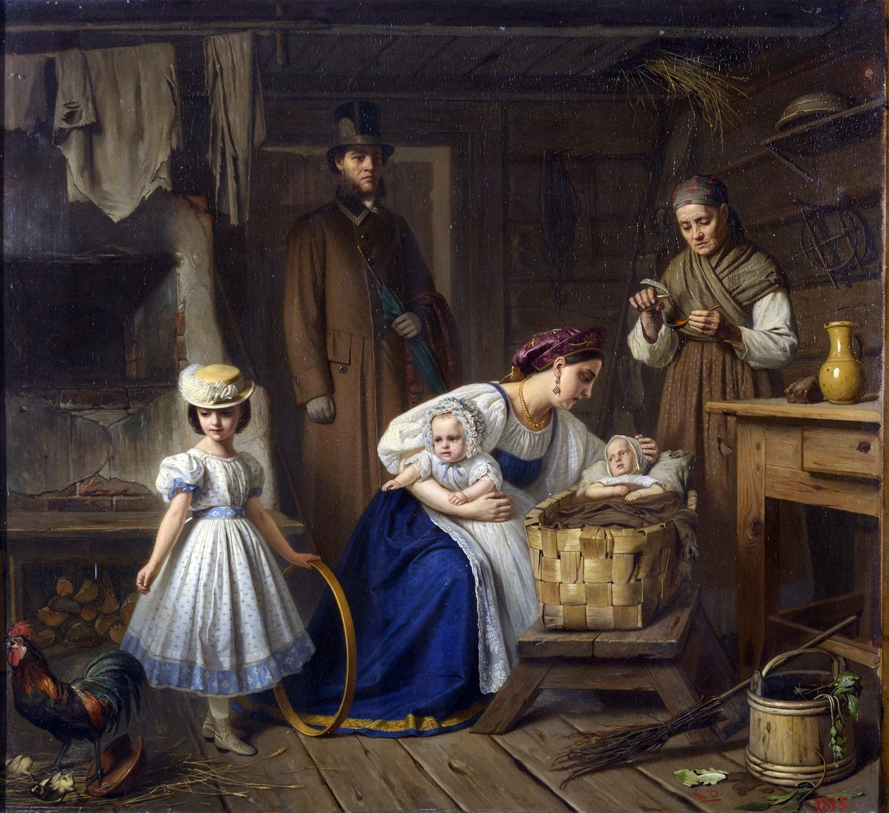 Nedves nővér meglátogatta beteg gyermekét Wenignél, Karl Bogdanovichnál (1830-1908) alkotó: Karl Gottlieb Wenig