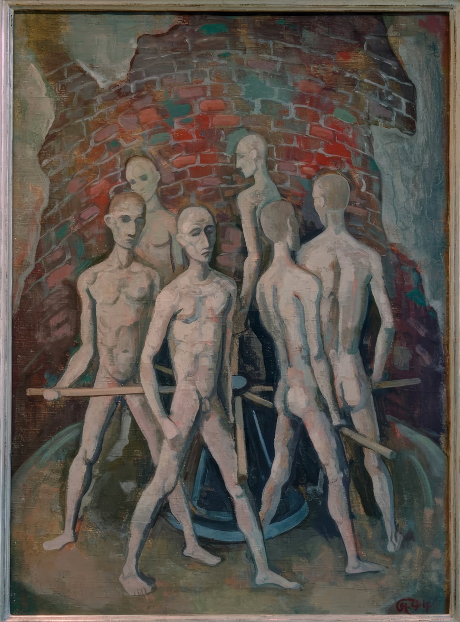 Fogsoron lévő foglyok alkotó: Karl Hofer