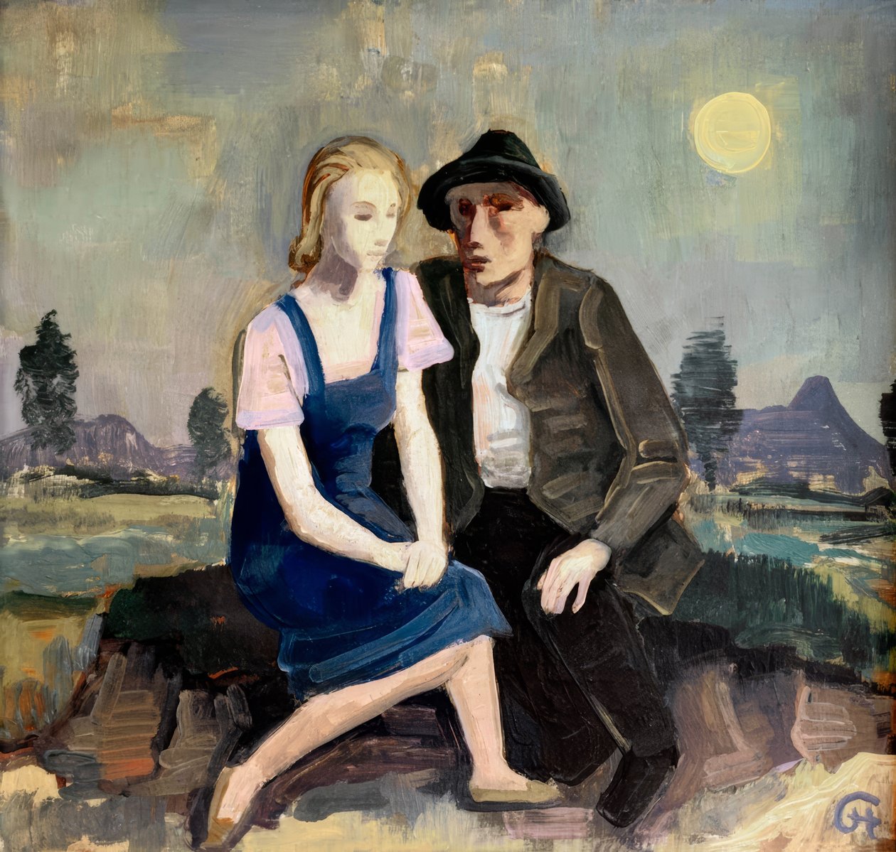 Szerelmes pár a tájban alkotó: Karl Hofer