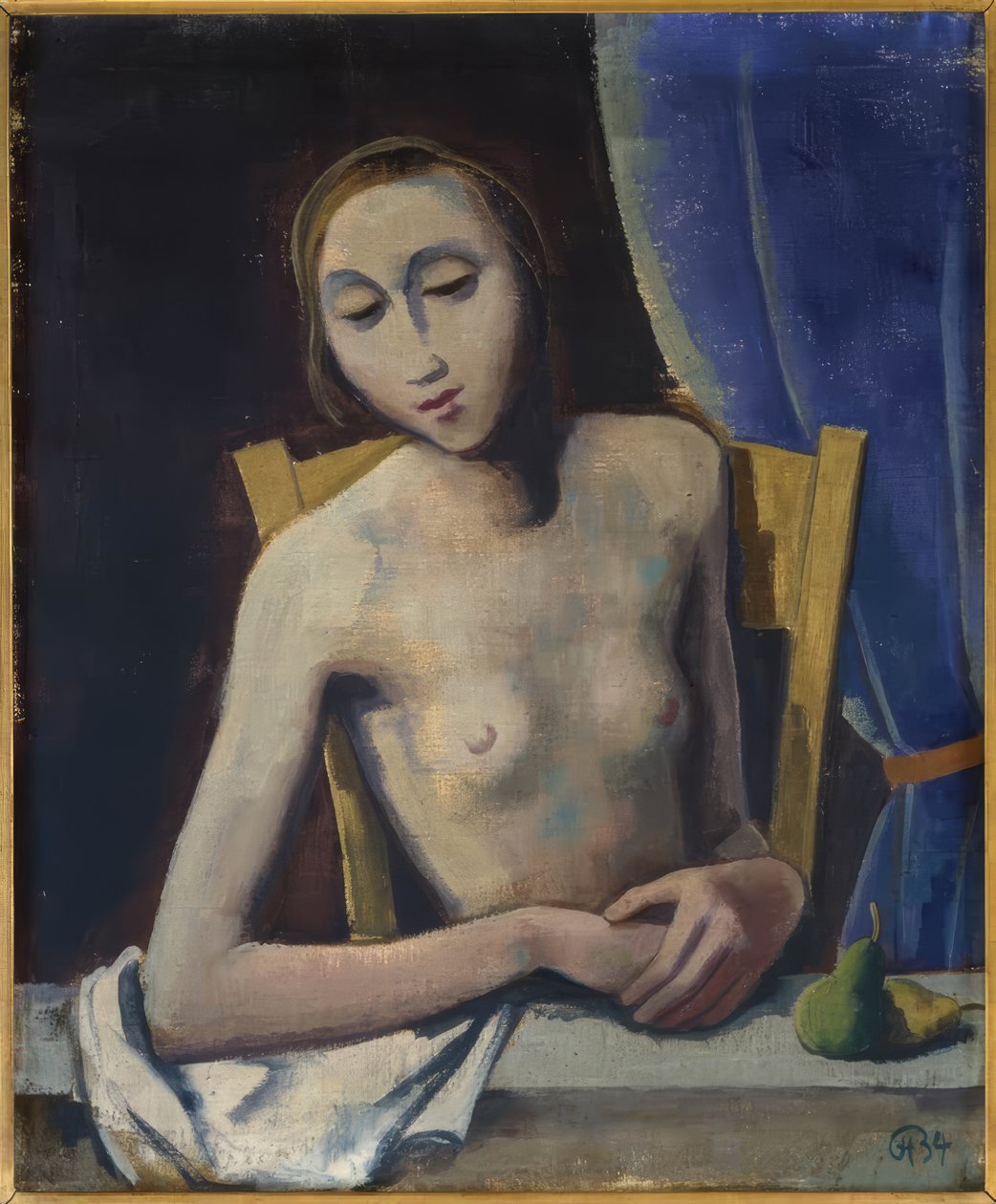 Lány a függöny előtt alkotó: Karl Hofer