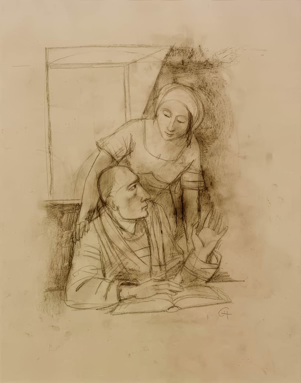 Pár az ablaknál alkotó: Karl Hofer