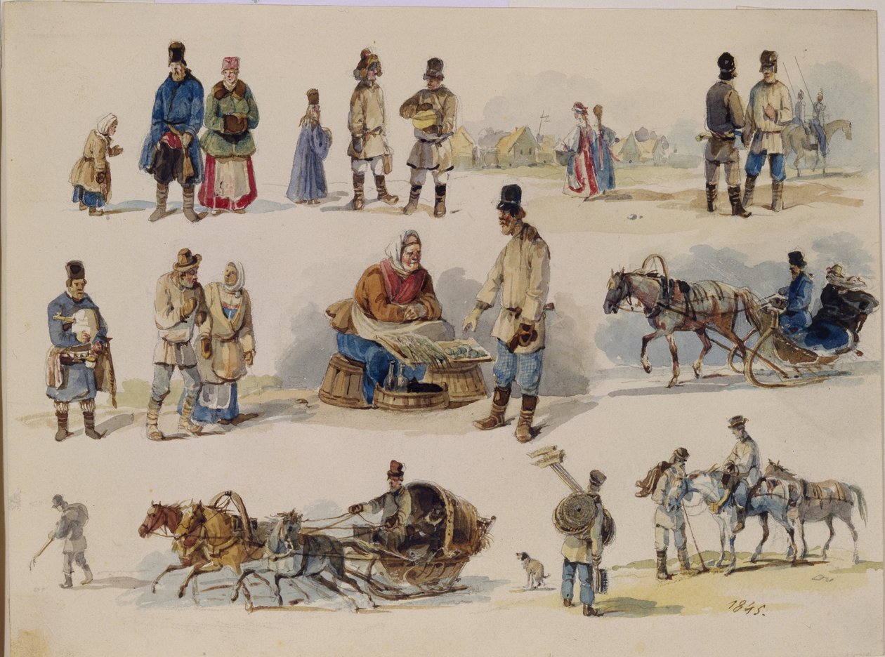 Oroszország népi típusai, 1845 alkotó: Karl Ivanovich Kolmann
