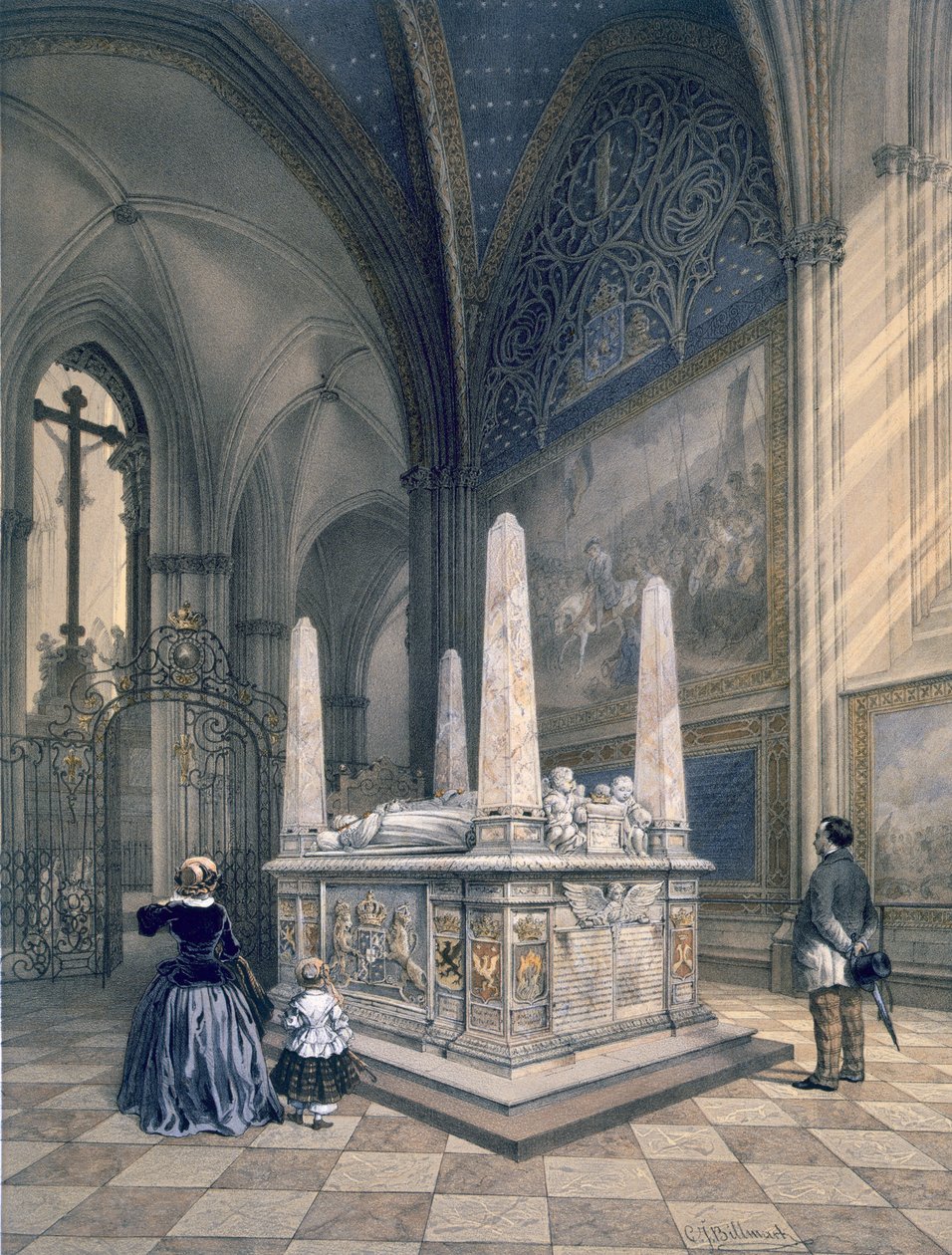 I. Gusztáv sírja az uppsalai katedrálisban, kocsmában. c1853-64. alkotó: Karl Johann Billmark