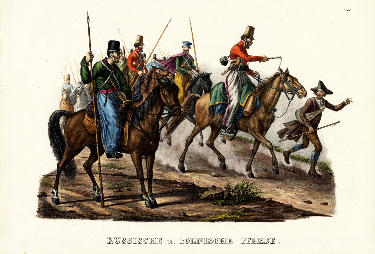 Orosz és lengyel lovak, 1824 alkotó: Karl Joseph Brodtmann