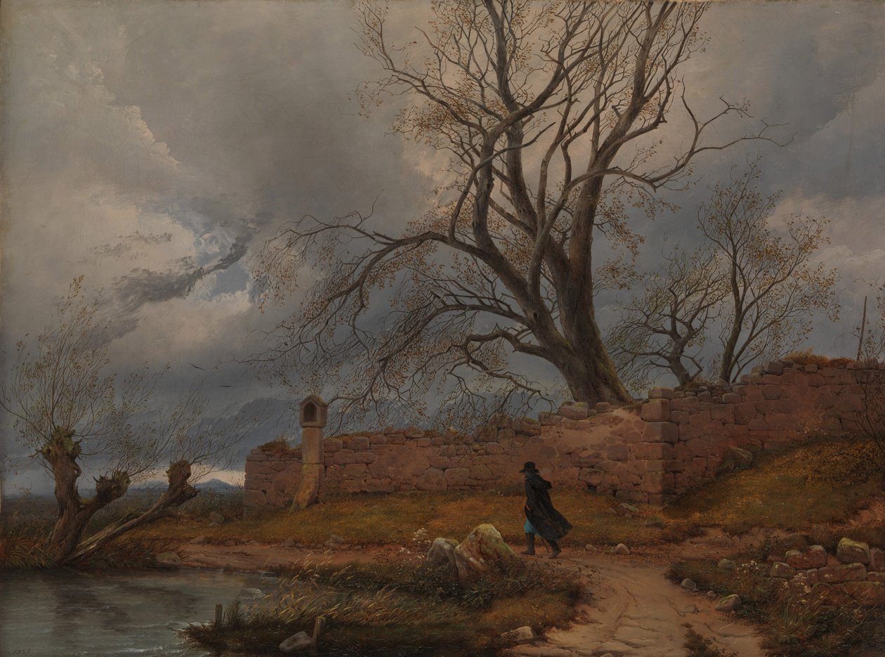 Vándor a viharban, 1835 alkotó: Karl Julius Von Leypold