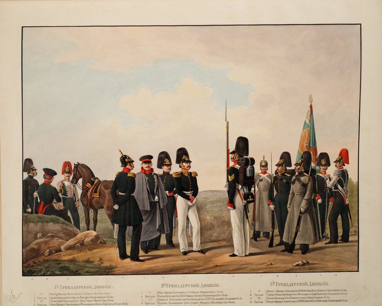 Orosz 1., 2. és 3. gránátos hadosztály, 1845-1855 alkotó: Karl Karlovich Piratsky