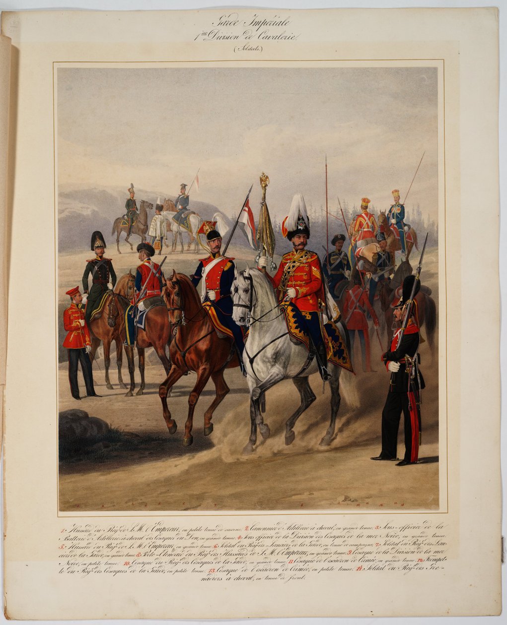 Az Orosz Császári Gárda 1. gárdalovas hadosztályának katonái, 1867 alkotó: Karl Karlovich Piratsky