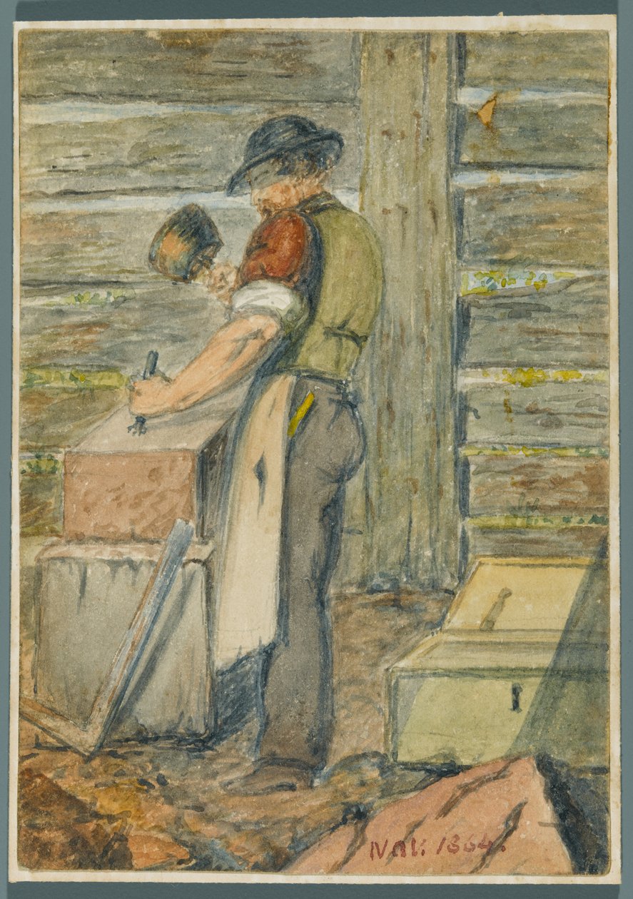 Kőmunkás, 1864 (wc fekete média alárajzolással) alkotó: Karl L.H. Mueller