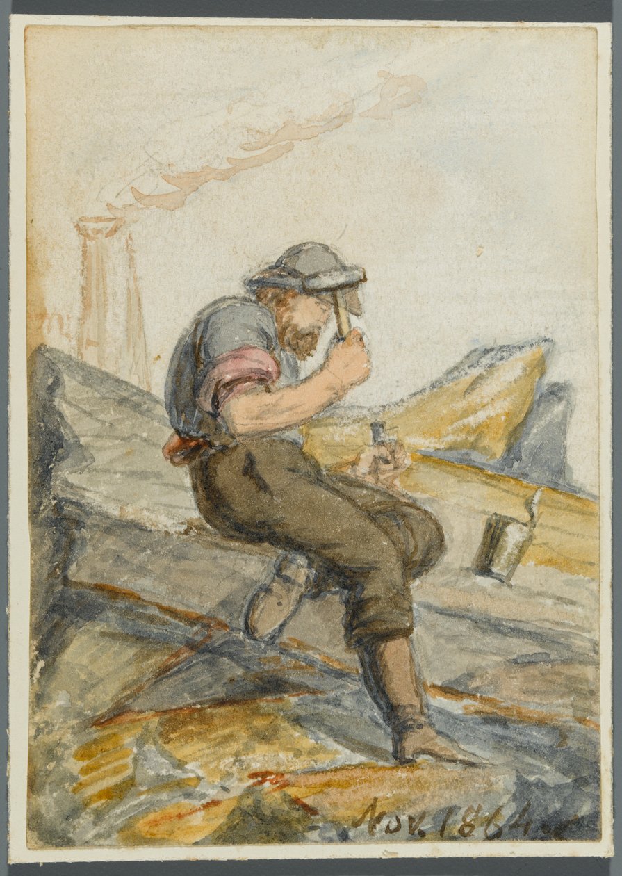 Kőmunkás, 1864 (wc fekete média alárajzolással) alkotó: Karl L.H. Mueller