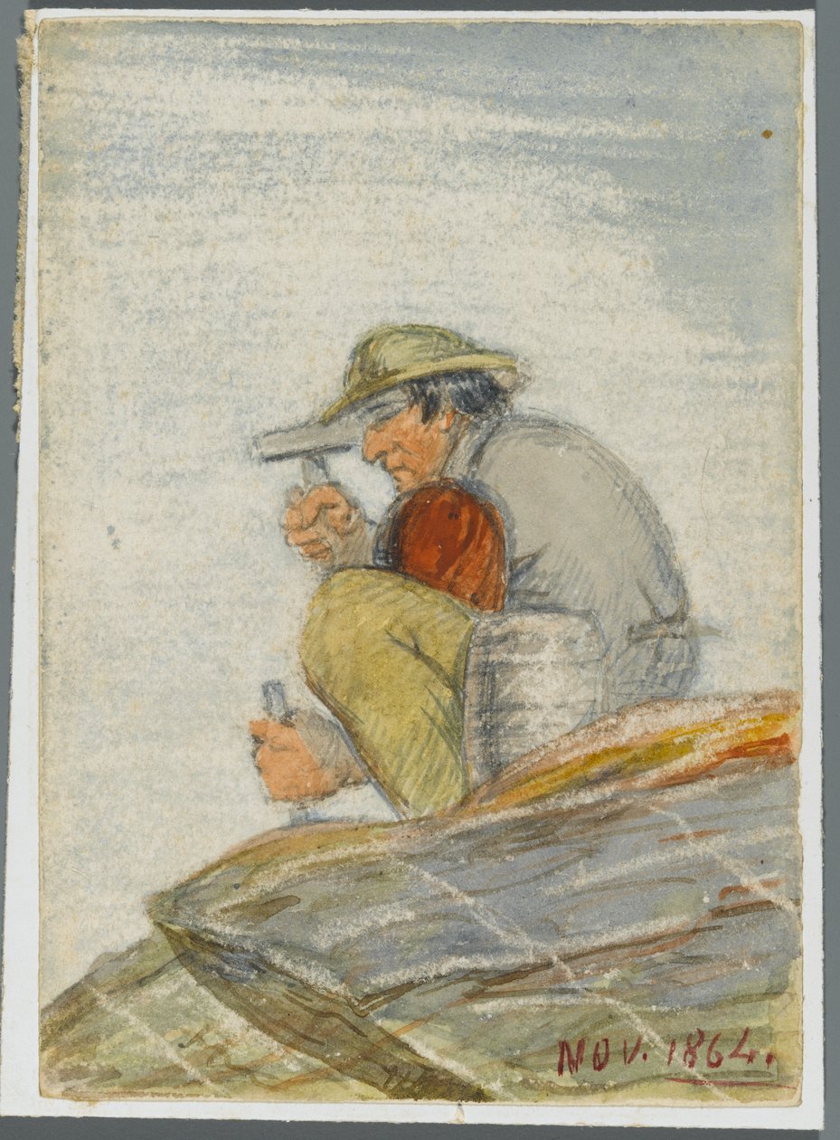 Kőmunkás, 1864 (wc fekete média alárajzolással) alkotó: Karl L.H. Mueller