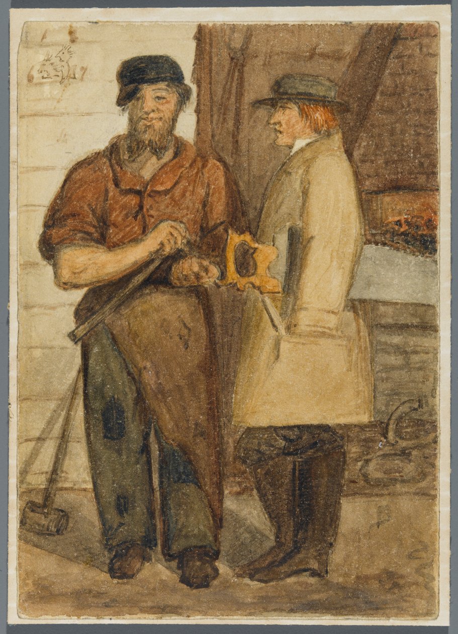 Két kőmunkás, 1864 (wc fekete média alulrajzolás felett) alkotó: Karl L.H. Mueller