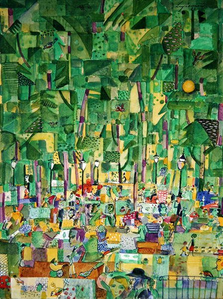 Garden étterem (akvarell és gouache papíron) alkotó: Karl Leyhausen