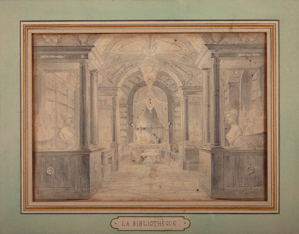Napóleon dolgozik a Chateau de Malmaison könyvtárában, 1806 körül alkotó: Karl Loeillot Hartwig