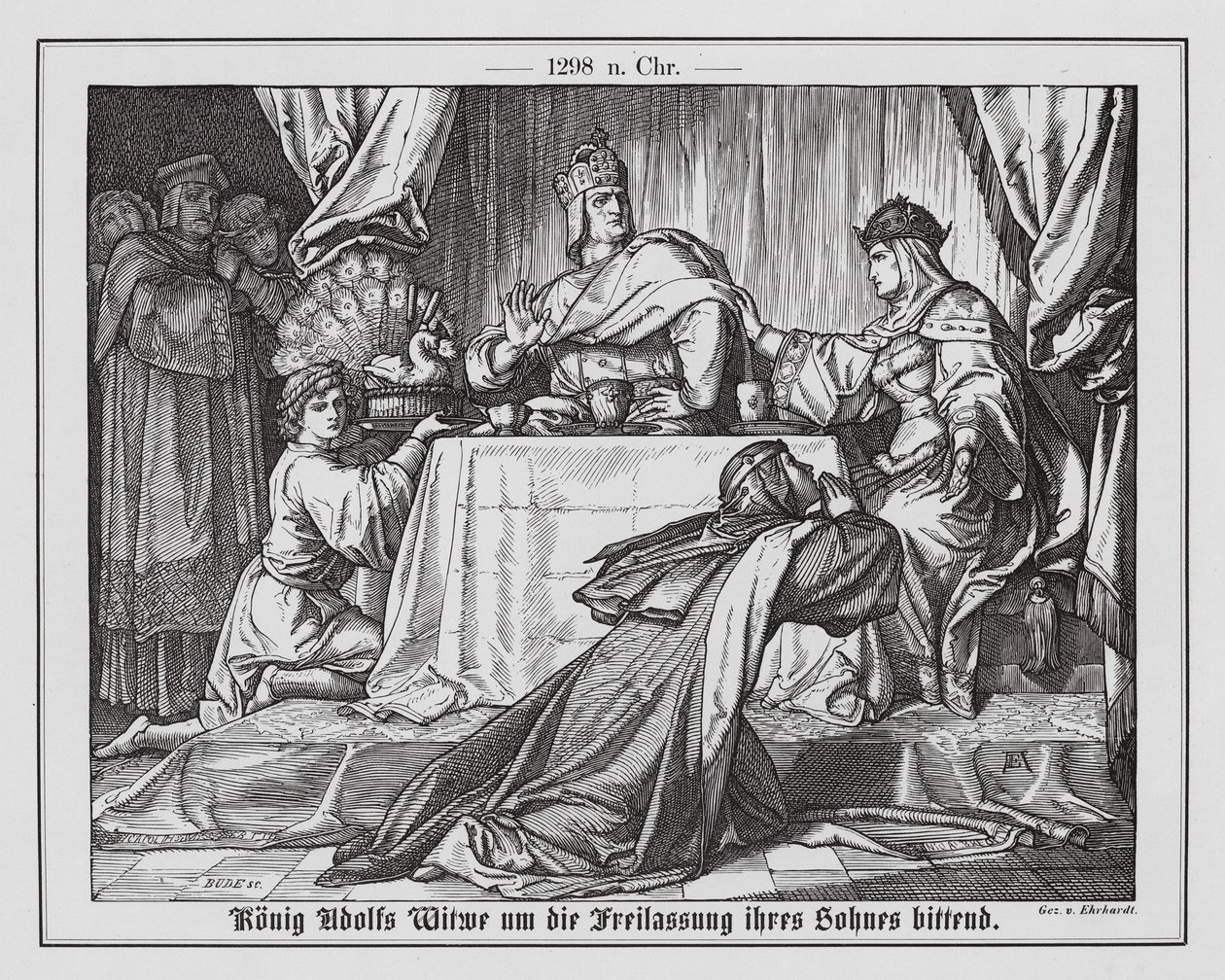 Adolf nassaui király özvegye fia szabadon bocsátásáért könyörög alkotó: Karl Ludwig Adolf Ehrhardt