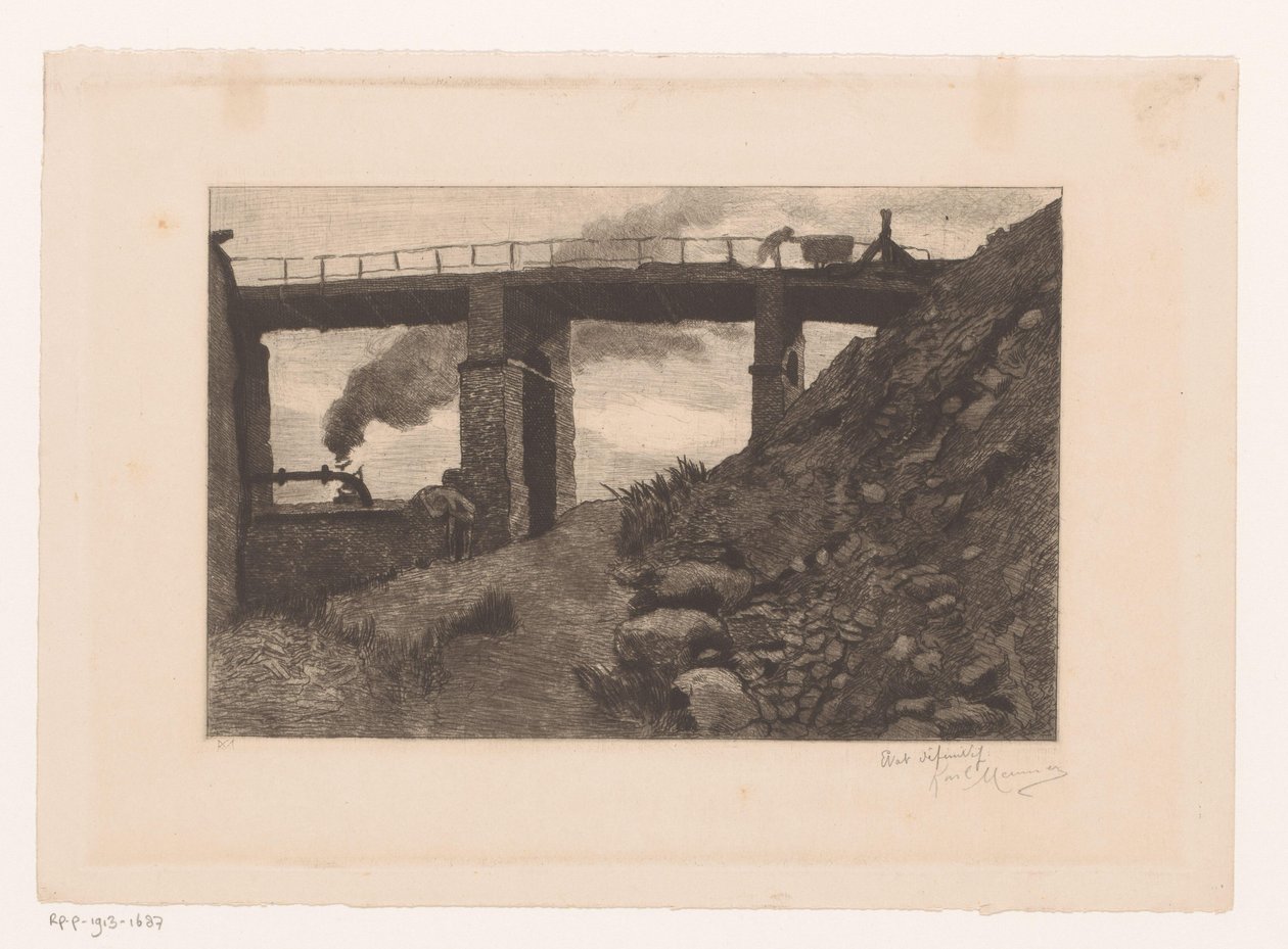 Ipari táj viadukttal alkotó: Karl Meunier