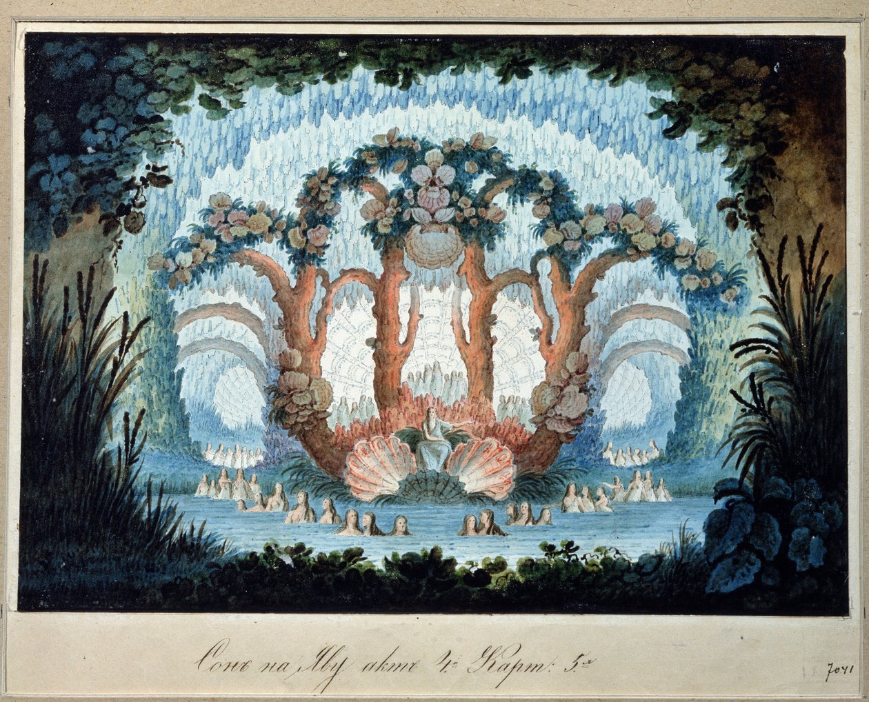 Alekszej Verstovski (1799-1862) "Gromoboi" című operájának előkészítő dekorációja (A. Verstovski "Chor Valley" című operájának színpadterve). Karl Ossipovics Braun l