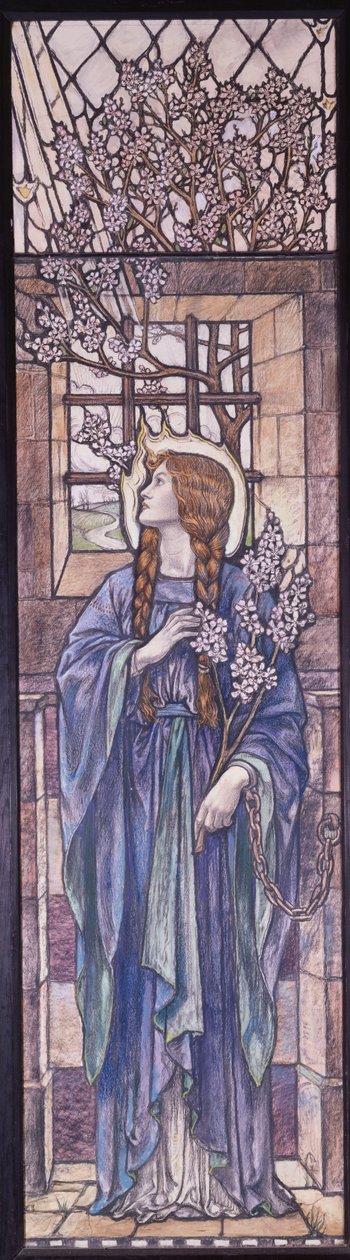 Remény: Tervezés ólomüveghez az Eastchurch-i All Saints Church-ben, Isle of Sheppey, 1912 körül (fekete és színes kréták, akvarell és testfesték) alkotó: Karl Parsons