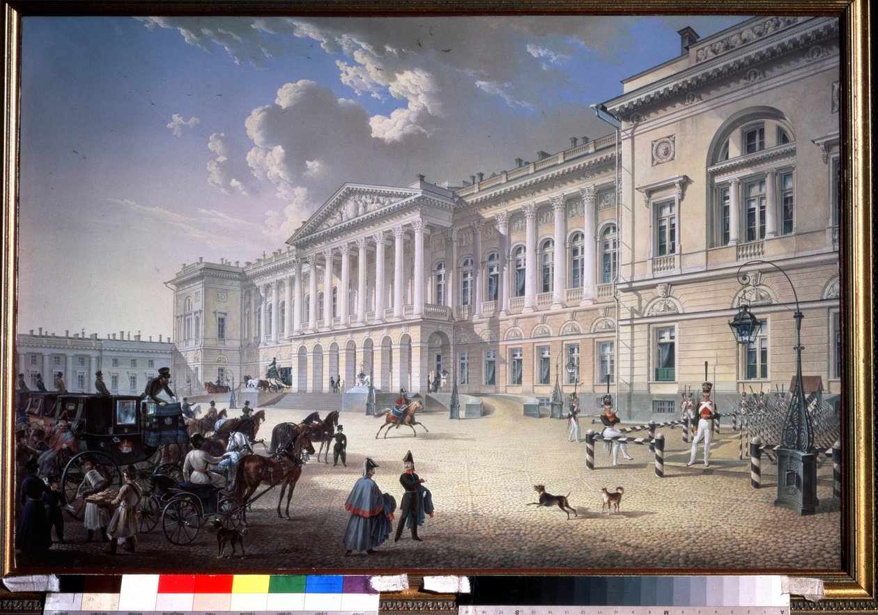 A régi Michel-palota Szentpéterváron (A régi Michel-palota Szentpéterváron). Karl Petrovich Beggrov (1799-1875) festménye. Gouache papíron alkotó: Karl Pavlovich Beggrov
