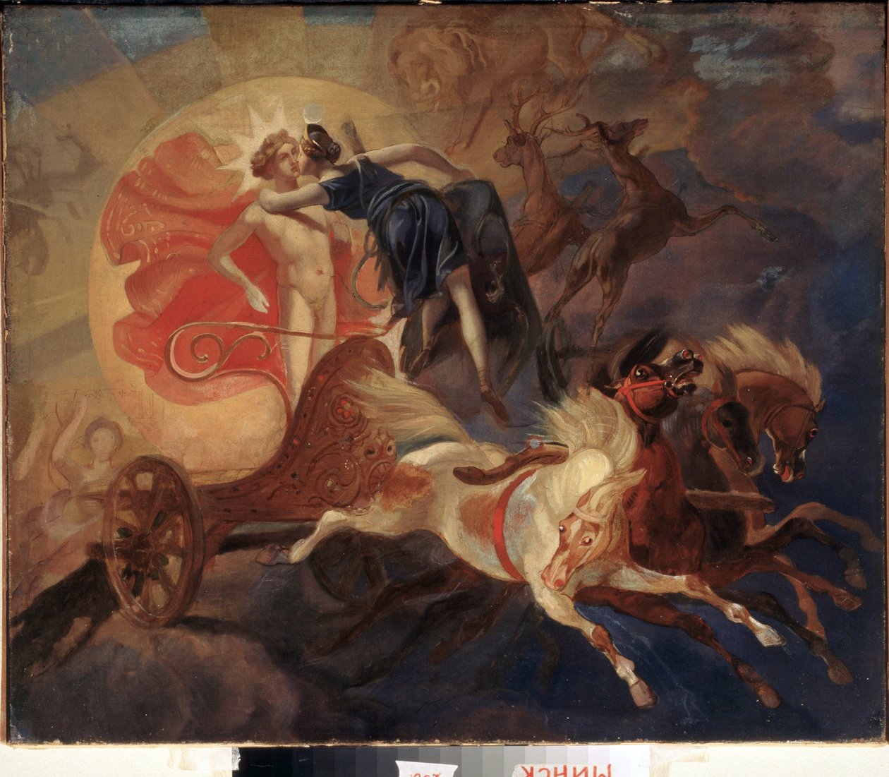 Eclipse de soleil, le salut de Diane a Apollon (Napfogyatkozás, Diana búcsúja Apollótól) - Karl Pavlovich Briullov (Brioullov) festménye (1799-1852), olaj, vászon alkotó: Karl Pavlovich Bryullov