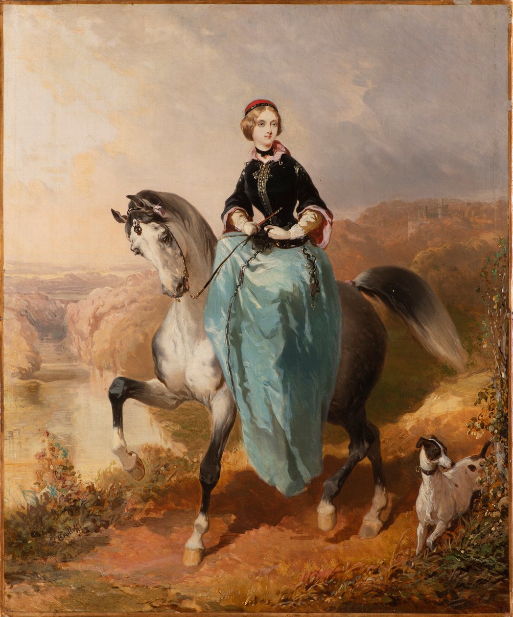 Lovasnő kutyával, c. 1850. alkotó: Karl Pavlovich Bryullov