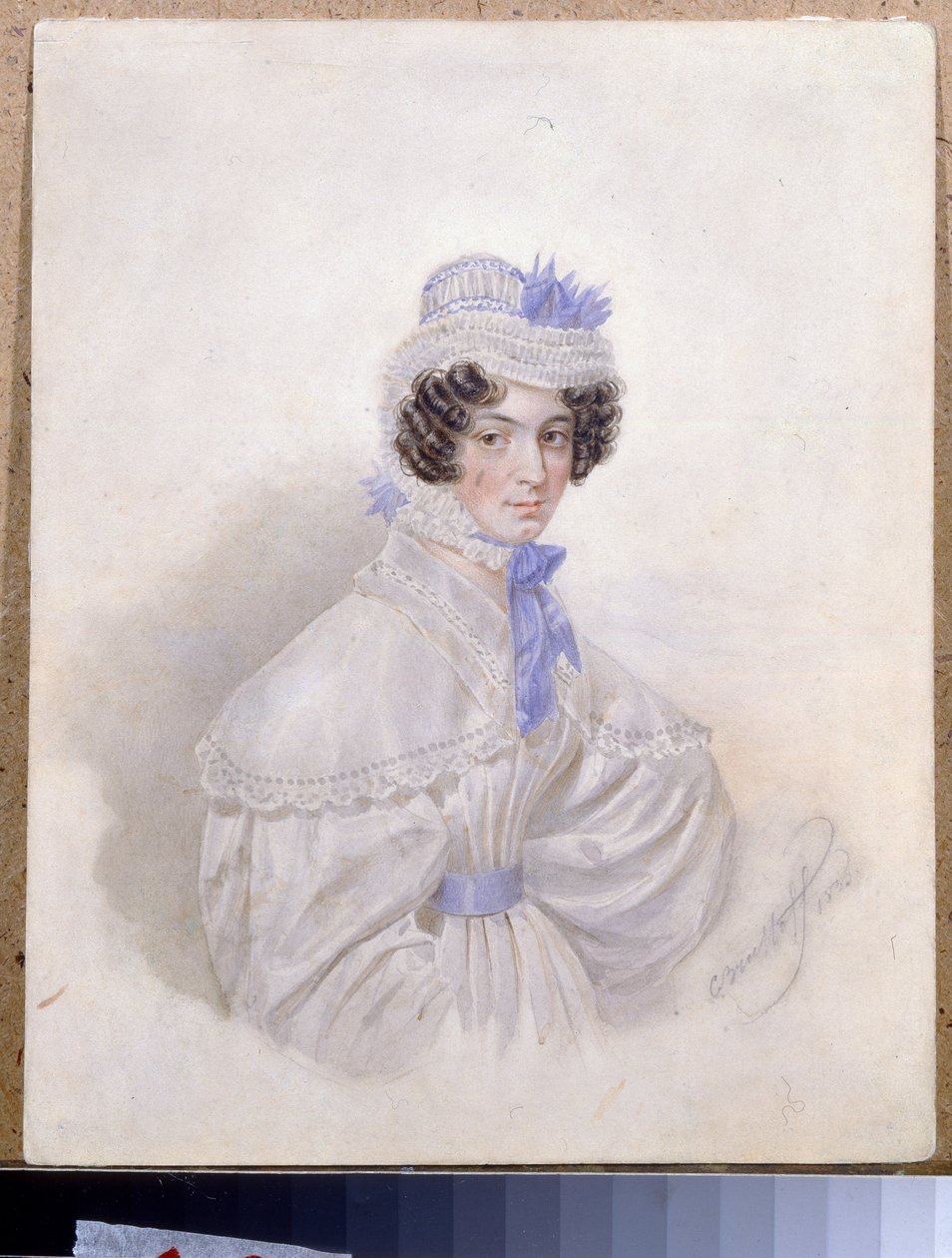 Anna Boriszovna Bakunyina (1802-1835) portréja. Karl Pavlovich Briullov (Bryullov) (1799-1852) munkája, akvarell papíron alkotó: Karl Pavlovich Bryullov