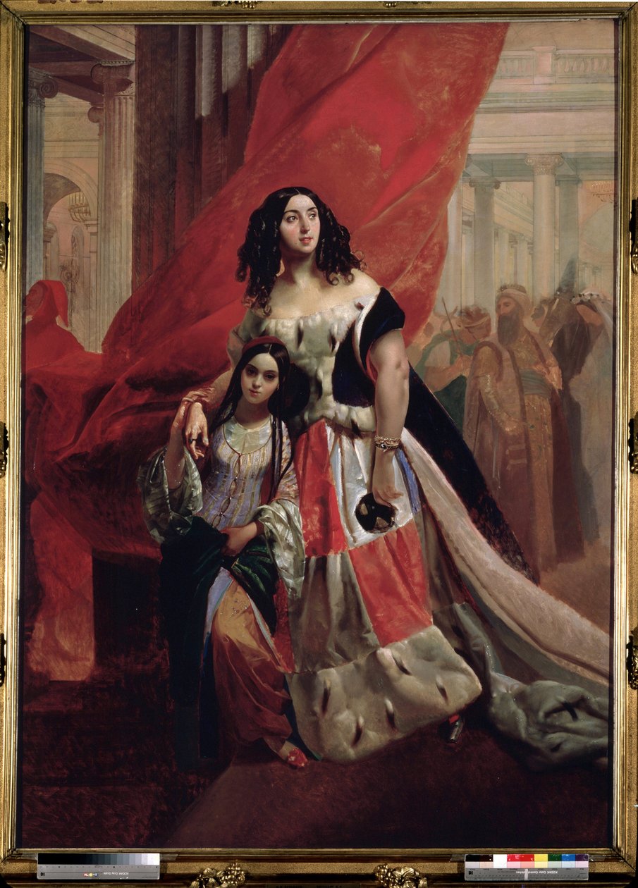 ""Julia Samoilova grófnő és gyönyörű lánya, Amazillia Pacini bált elhagyó portréja" Karl Pavlovich Briullov (Brioullov) festménye (1799-1852) Szentpétervári Állami Orosz Múzeum alkotó: Karl Pavlovich Bryullov