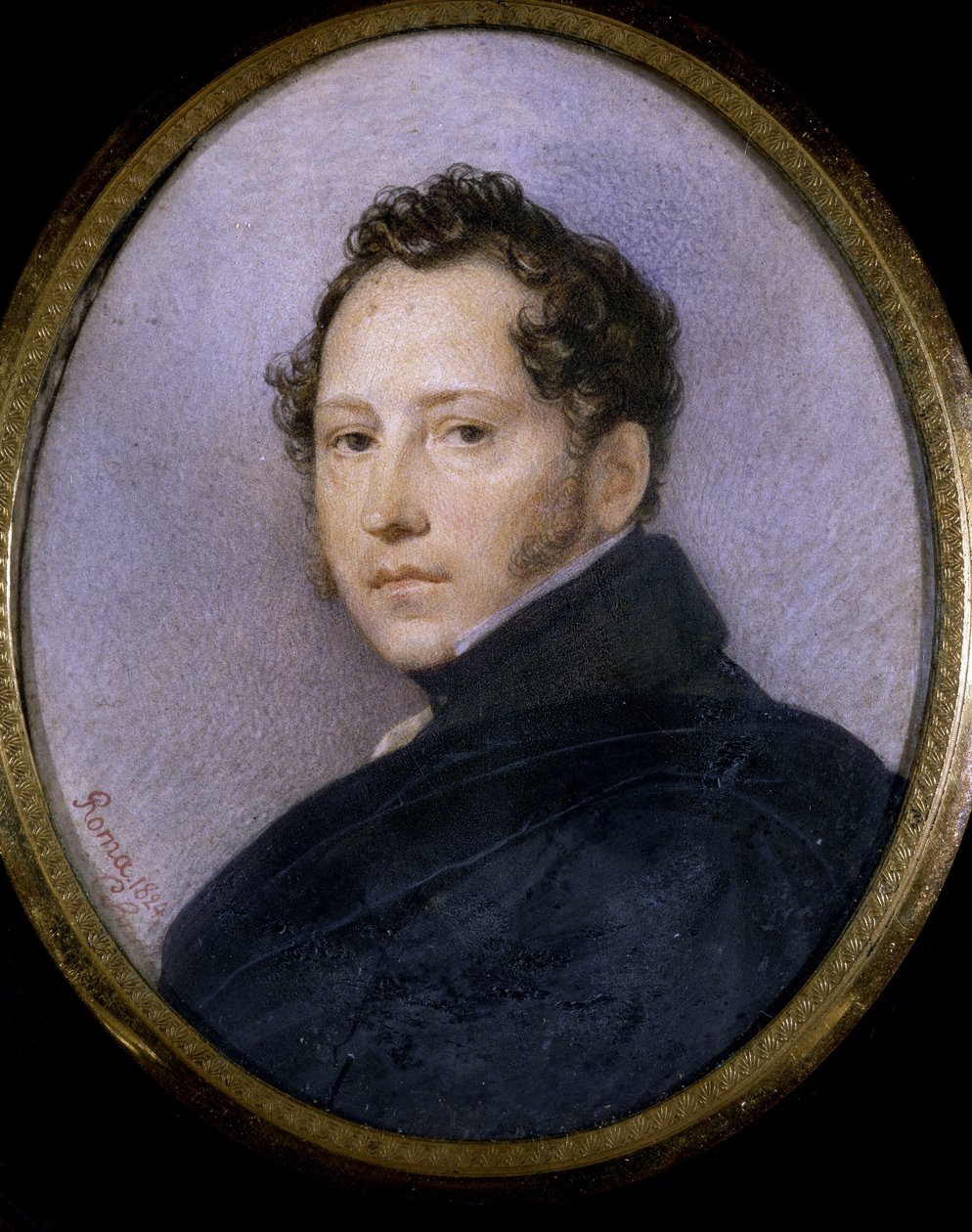 Szilveszter Scsedrin (Sylvester Shchedrin) művész (1791-1830) portréja (S. Shchedrin művész portréja). Karl Pavlovich Briullov (Bryullov) (1799-1852) munkája, akvarell papíron alkotó: Karl Pavlovich Bryullov