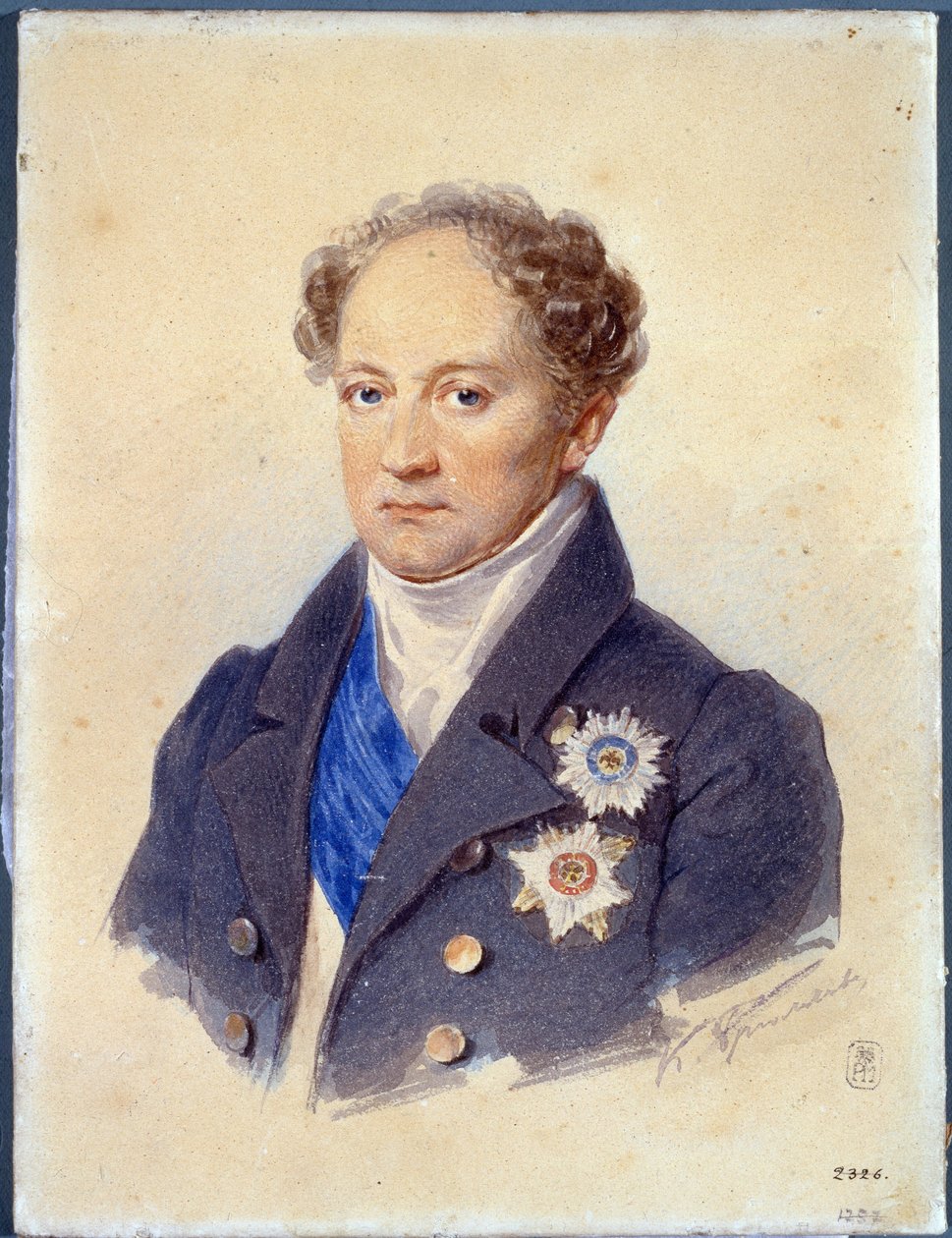 Alekszandr Nikolajevics Golicin herceg (1773-1844) portréja. Karl Pavlovich Briullov (Bryullov) (1799-1852) munkája, akvarell, papír, 1830 körül. Orosz művészet alkotó: Karl Pavlovich Bryullov