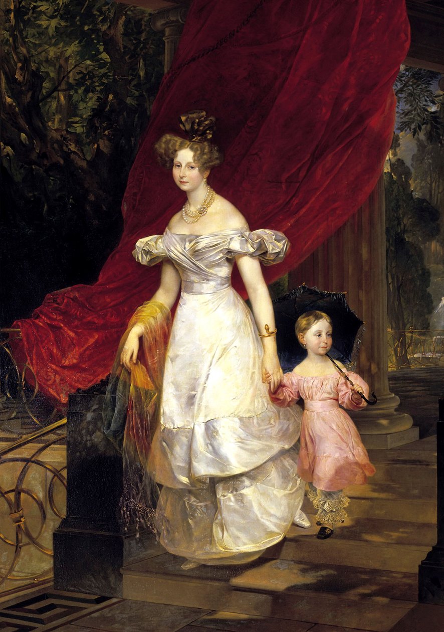 Elena Pavlovna orosz nagyhercegnő portréja 1807-1873 lányával, Máriával, 1830. alkotó: Karl Pavlovich Bryullov