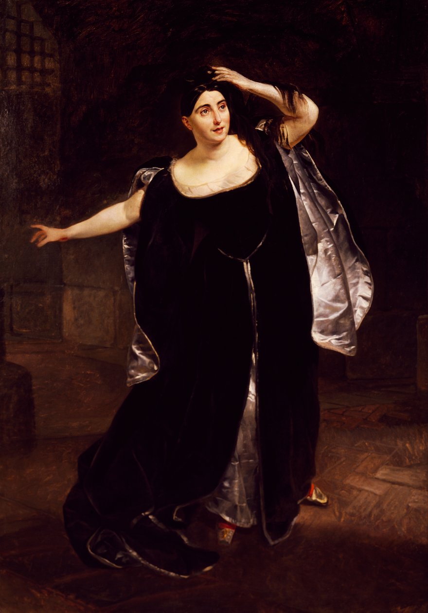 Giuditta Pasta (1797-1865), olasz szoprán, Anna Bolena őrült jelenetében, Gaetano Donizetti operájából alkotó: Karl Pavlovich Bryullov