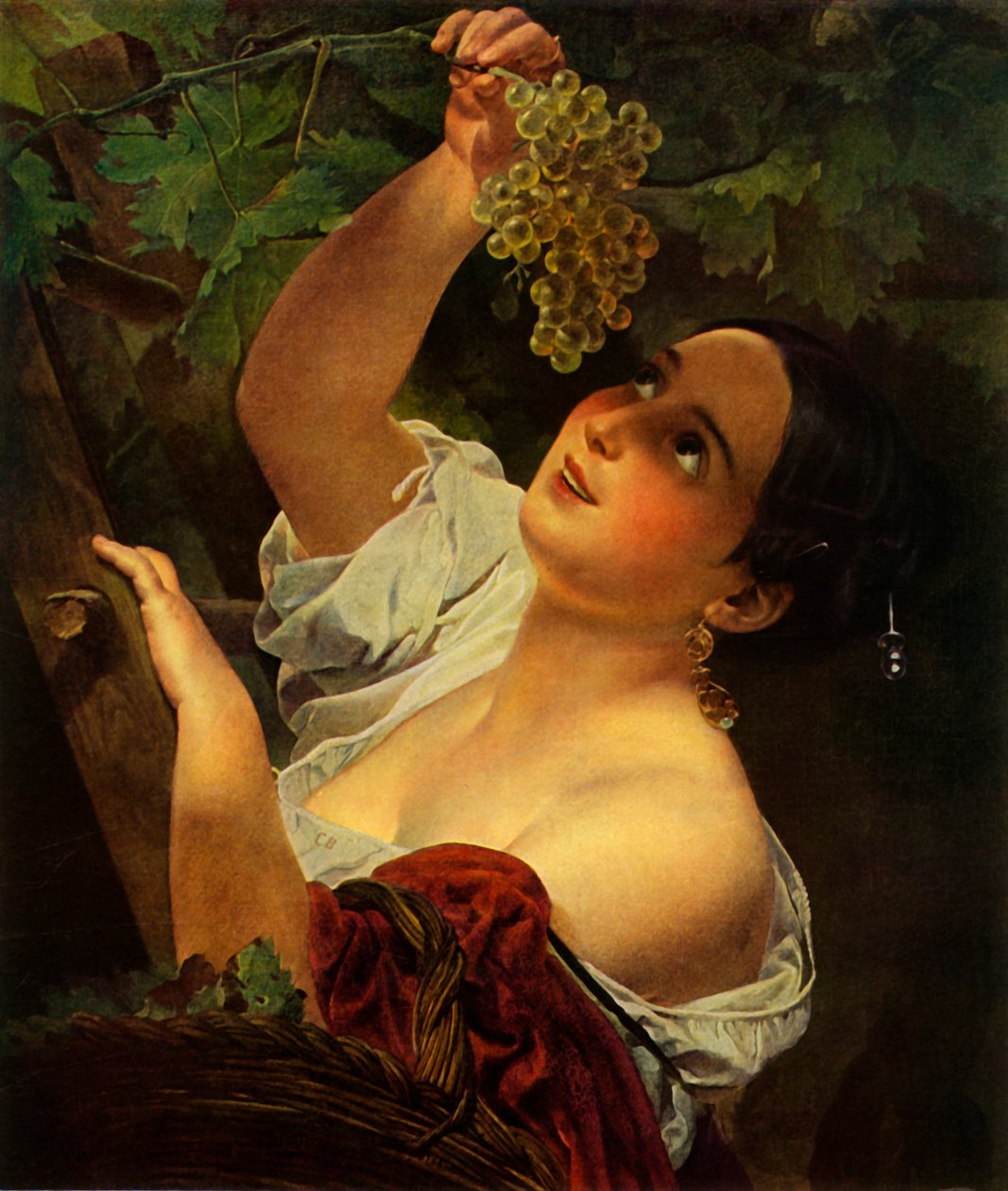 Olasz dél, olasz lány szőlőt szed alkotó: Karl Pavlovich Bryullov
