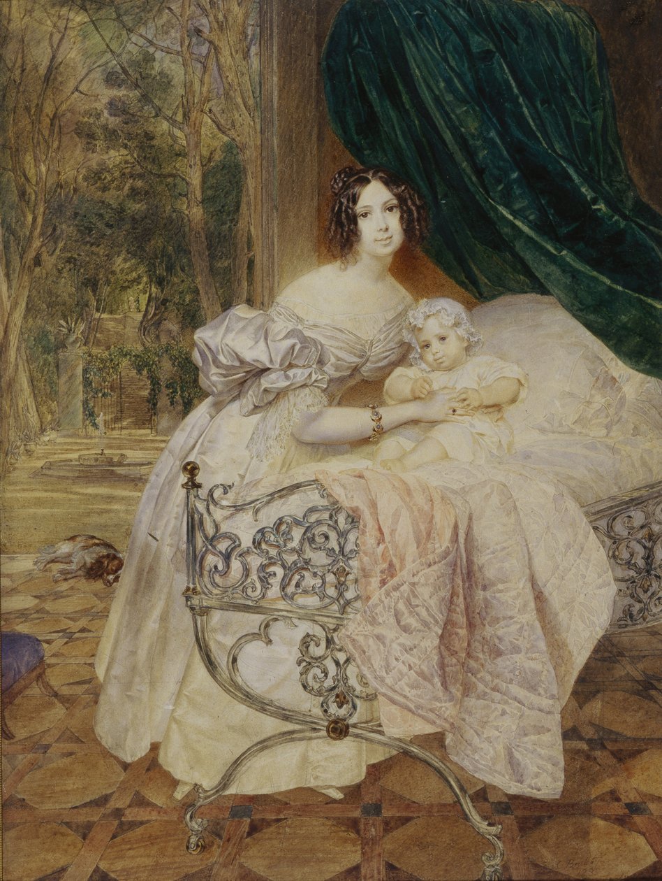 Maria Buteneva portréja Mária lányával, 1835 alkotó: Karl Pavlovich Bryullov