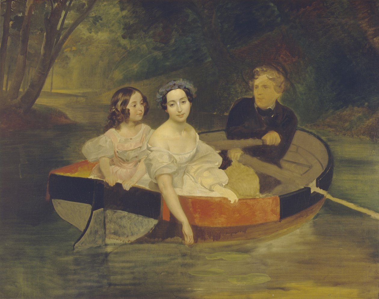 Önarckép Jekatyerina Meller-Zakomelszkaja bárónővel és lányával egy csónakban, 1833-1835 alkotó: Karl Pavlovich Bryullov