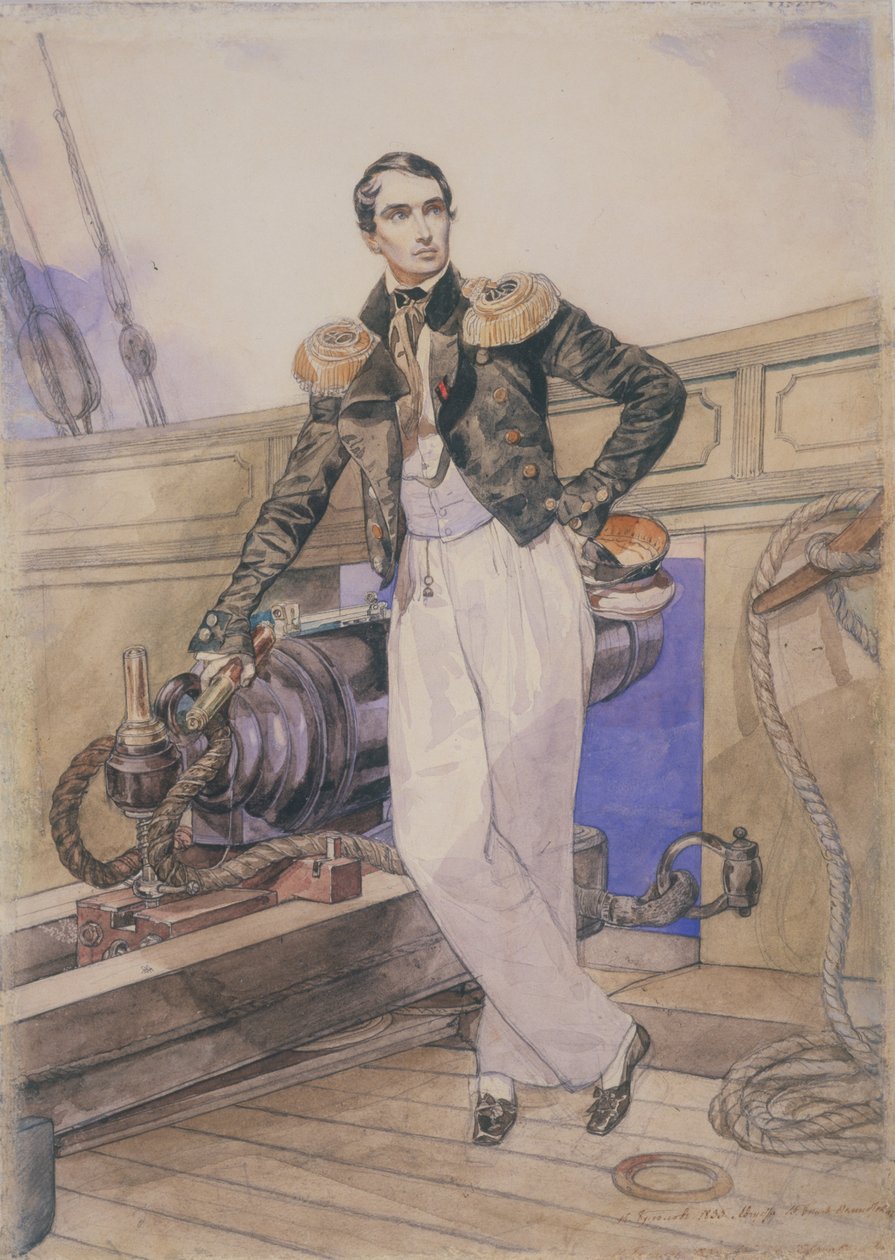 Vlagyimir Alekszejevics Kornyilov a Themisztoklész-híd fedélzetén, 1835 alkotó: Karl Pavlovich Bryullov