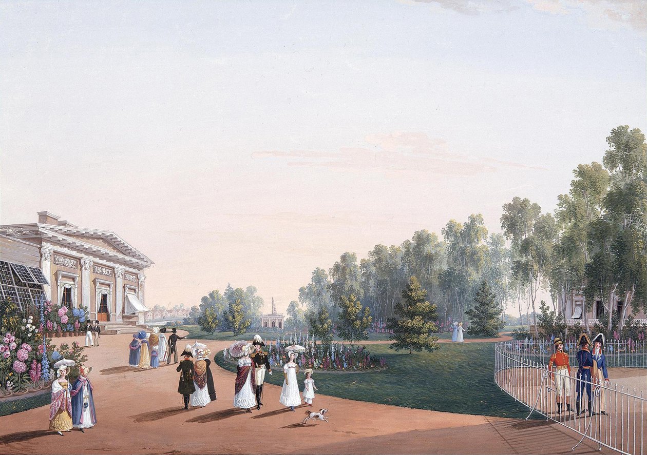 Kilátás a parkra a Yelagin-palota közelében, 1823 alkotó: Karl Petrovich Beggrov