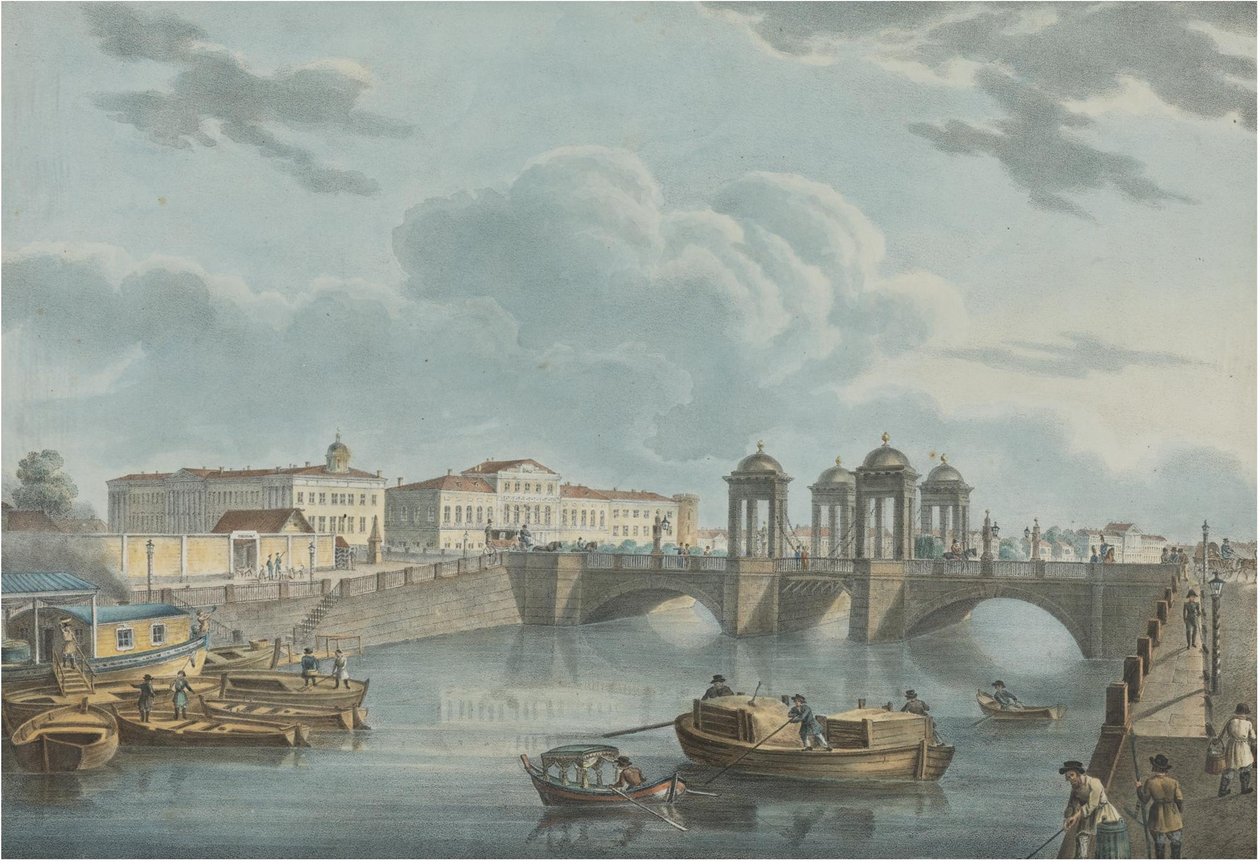 Kilátás a Fontankára az Obuhov-hídnál, 1823 alkotó: Karl Petrovich Beggrov