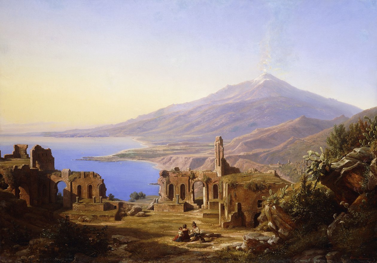 Teatro Greco, Taormina, az Etnával túl, 1852 alkotó: Karl Robert Kummer