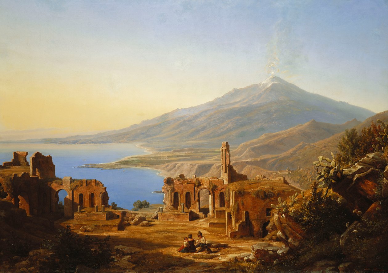 Teatro Greco, Taormina, az Etnával túl, 1852 alkotó: Karl Robert Kummer