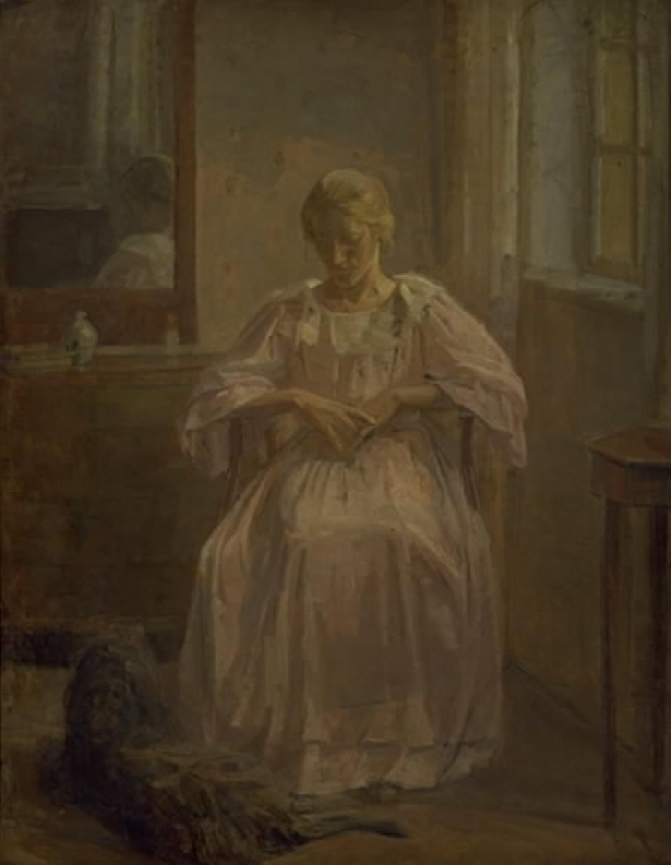 Egy fiatal lány, Sophie Lofthus, kutyával alkotó: Karl Schou