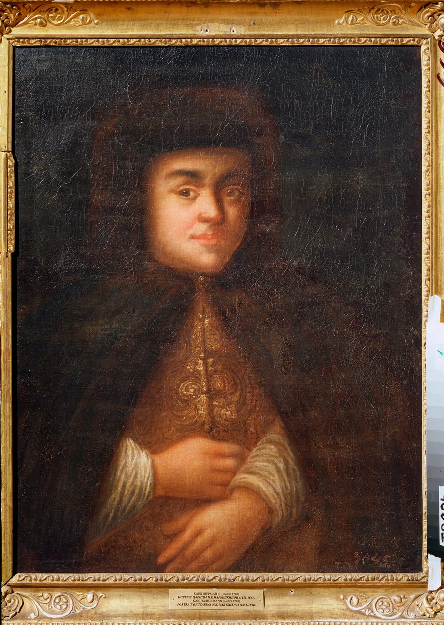 Natalia Naryskina (Narychkina) cárnő (Nathalie Narychkine) (1651-1694), I. Alekszisz orosz feleségének portréja. Karl Schurmann festménye (?-1710 után), olaj, vászon. 17. századi német művészet. Regionális Művészeti Galéria, Tver (Oroszország). alkotó: Karl Schurmann