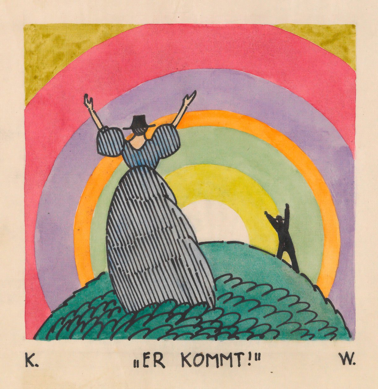 Ő jön, 1921 körül (guache papíron) alkotó: Karl Wiener