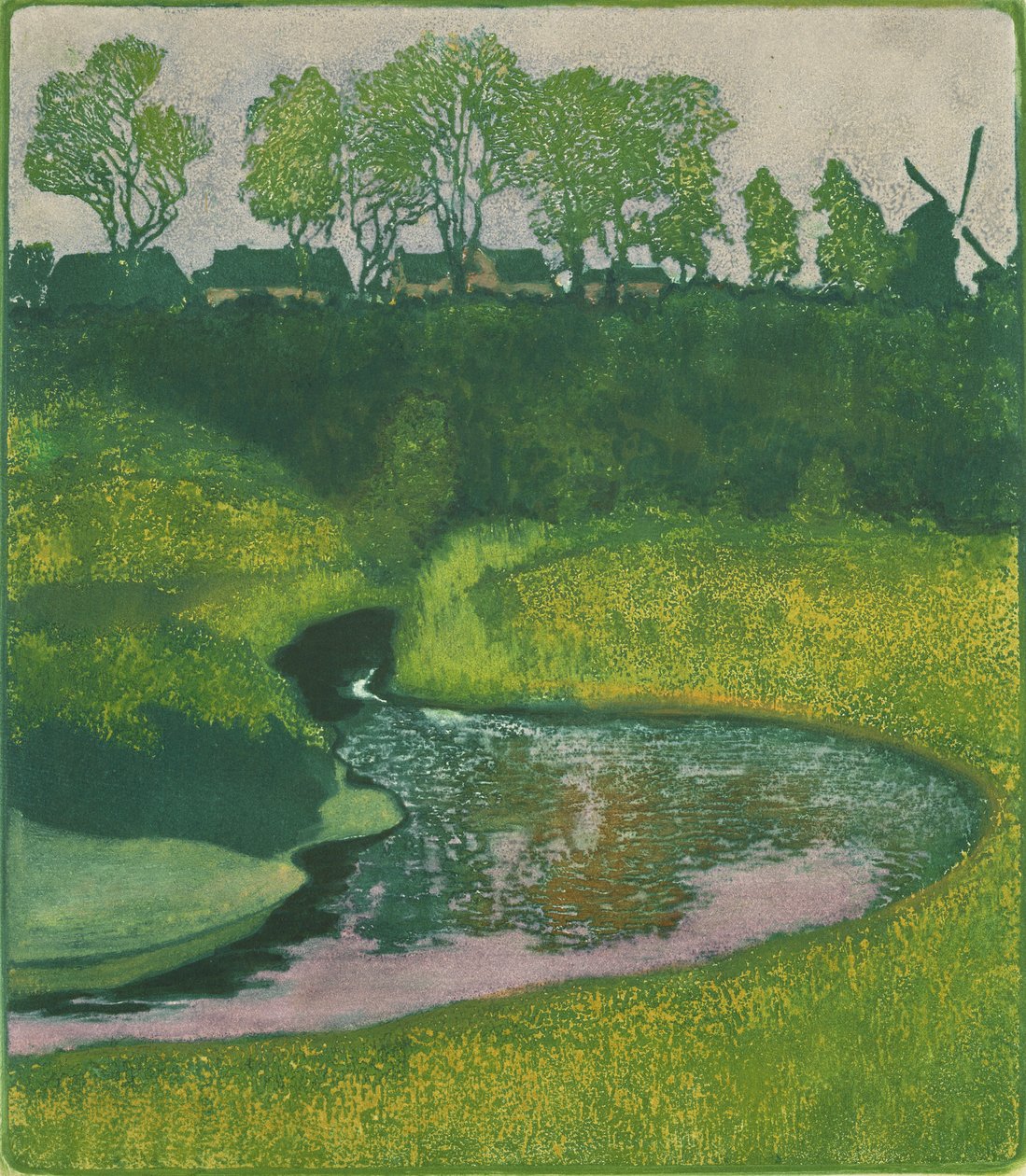 Az Alster-völgy Wellingsbuttel közelében (színes litó) alkotó: Karl Wilhelm Arthur Illies