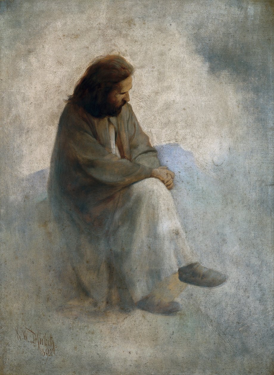 Önarckép Krisztusként, Diefenbach, Karl Wilhelm (1851-1913). Olajfestmény alkotó: Karl Wilhelm Diefenbach