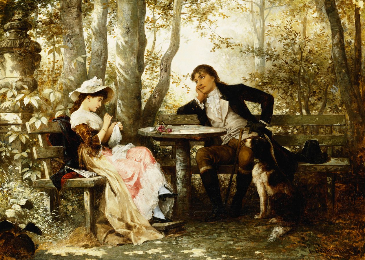 csevej; Egy beszélgetési óra, 1887 alkotó: Karl the Elder Schweninger