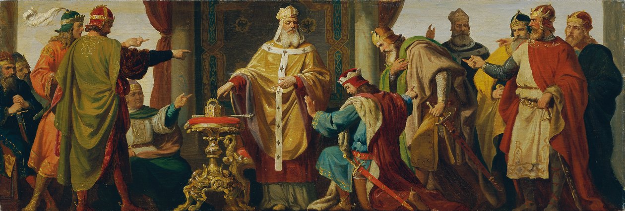 Szent Lipót elutasítja a császári koronát alkotó: Karl von Blaas
