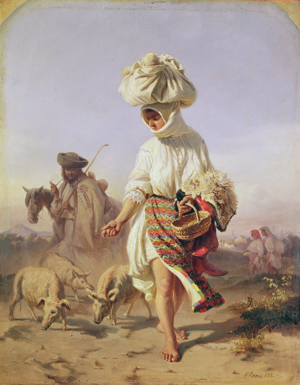Disznót etető parasztlány, 1855 alkotó: Karoly Sterio