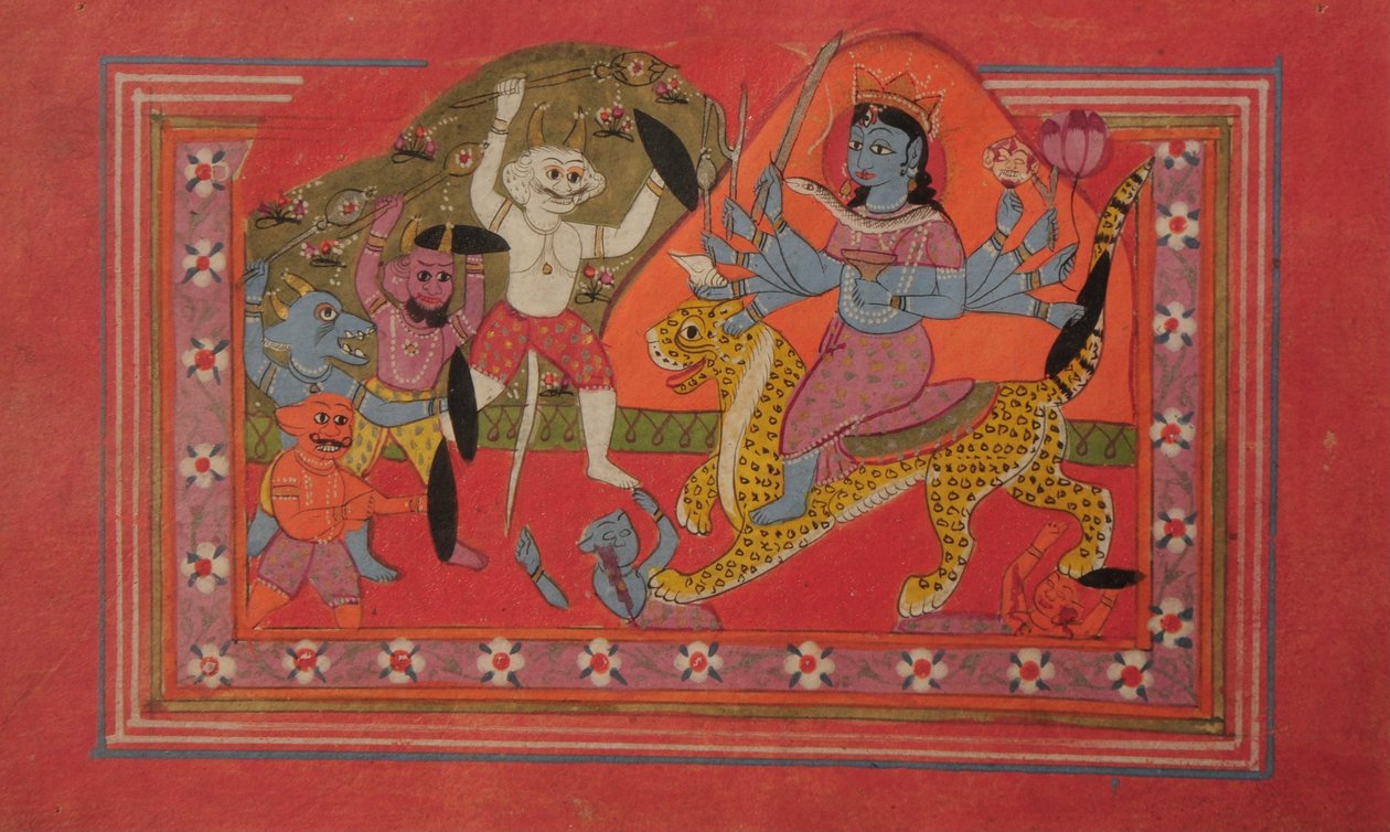 Tízkarú Devi megsemmisíti a démonokat alkotó: Kashmir School