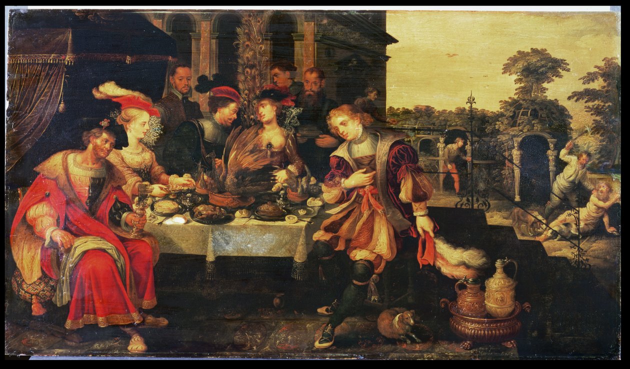 Lázár a gazdag ember asztalánál, 1618 alkotó: Kasper or Gaspar van den Hoecke