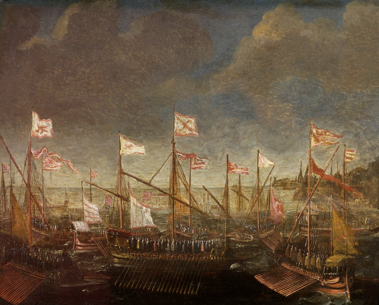 Földközi-tengeri táj gályákkal alkotó: Kasper van Eyck